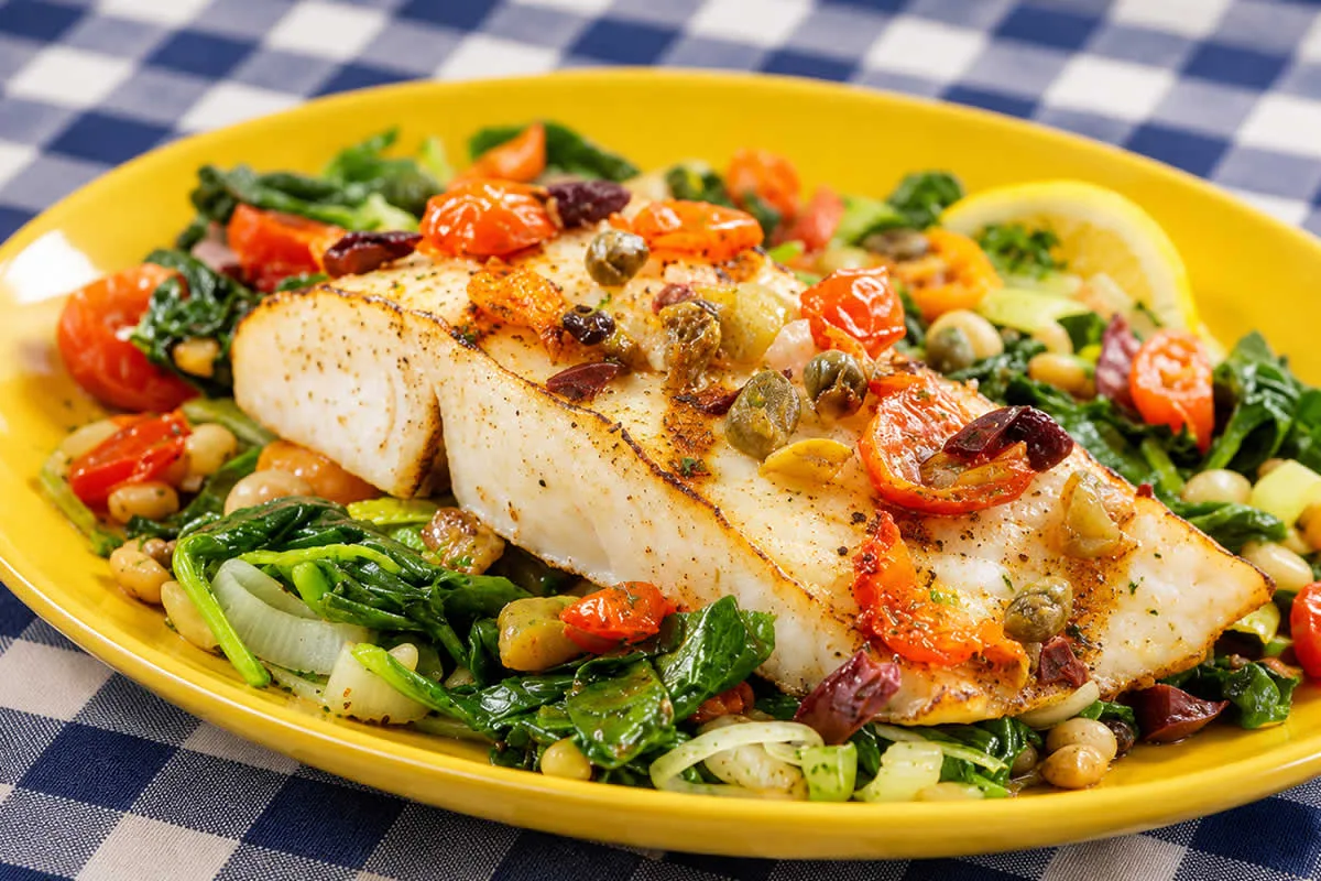 Filé de Peixe com Legumes no Forno para o Jantar