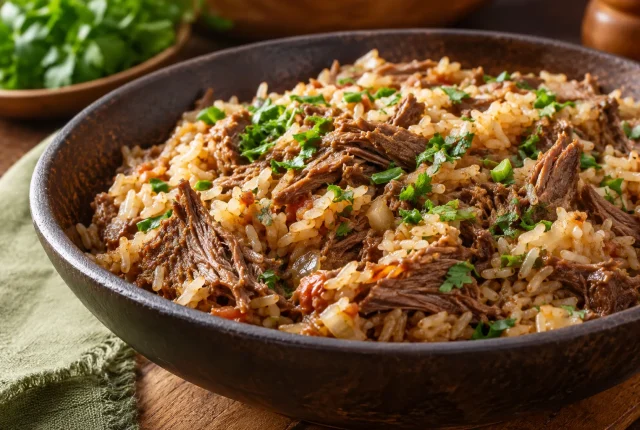 Foto ilustrativa de Arroz de Fraldinha na Pressão: Receita de Prato Único Cremoso