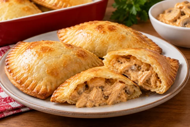 Foto ilustrativa de Como fazer massa de empanada com recheio cremoso! Pastel de Forno de Strogonoff