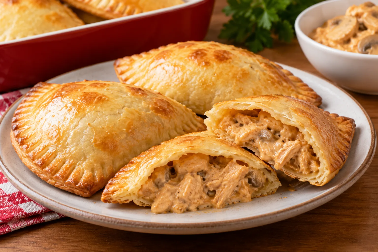 Foto ilustrativa de Como fazer massa de empanada com recheio cremoso! Pastel de Forno de Strogonoff