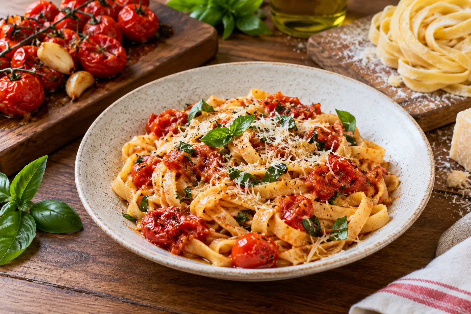 Foto ilustrativa de Massa fresca caseira com molho de tomates assados: receita italiana que aprendi em Roma