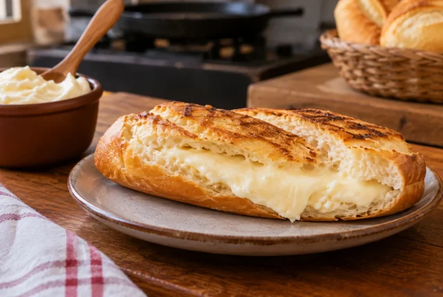 Foto ilustrativa de Pão com requeijão na chapa!