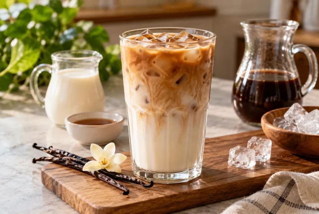Foto ilustrativa de Iced Vanilla Latte – Café Gelado do Starbucks